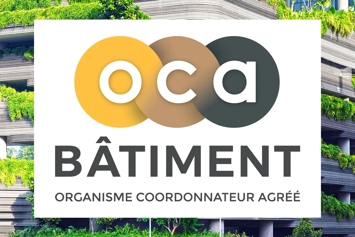 Logo OCAB sur fond de bâtiment végétalisé